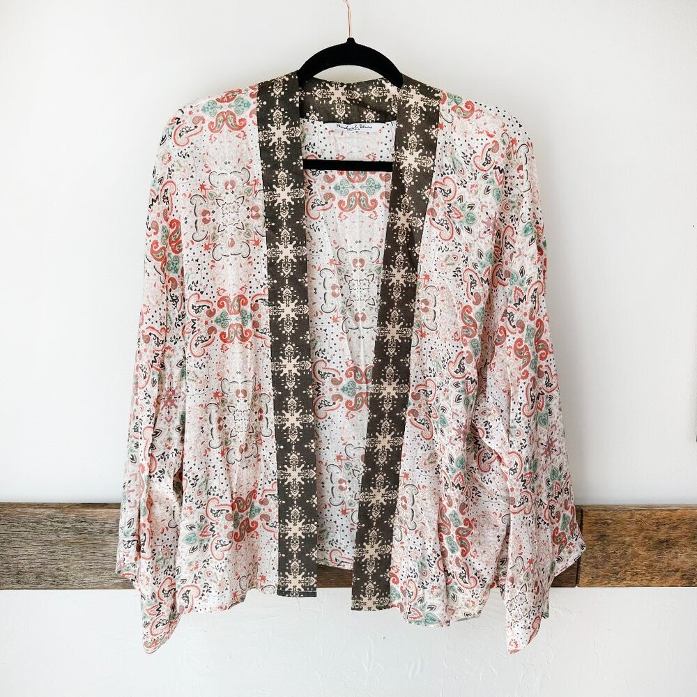 Michael Stars Viscose Beach Cover Up Cardigan Paisley Floral